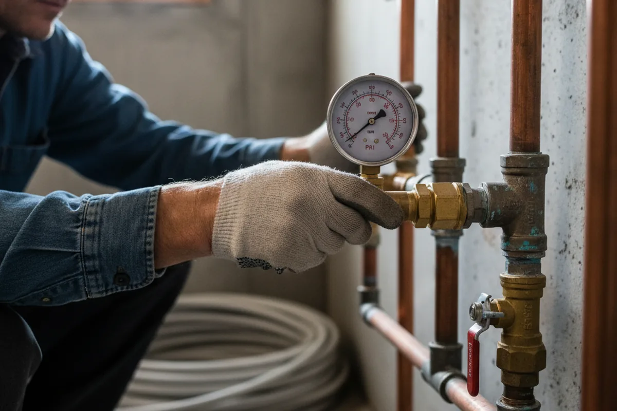 Pressure testing a repaired line during Water Line Repair in Beech Grove